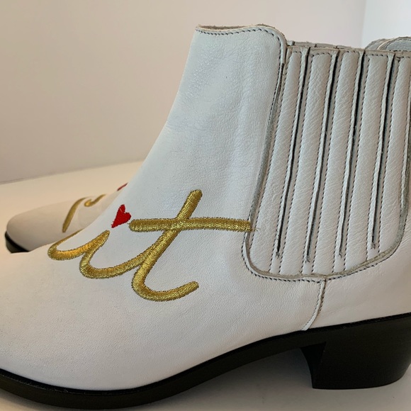Modern Vice Chic Shit White Embroidered Boot Sz 8 B21/1 - Picture 8 of 15